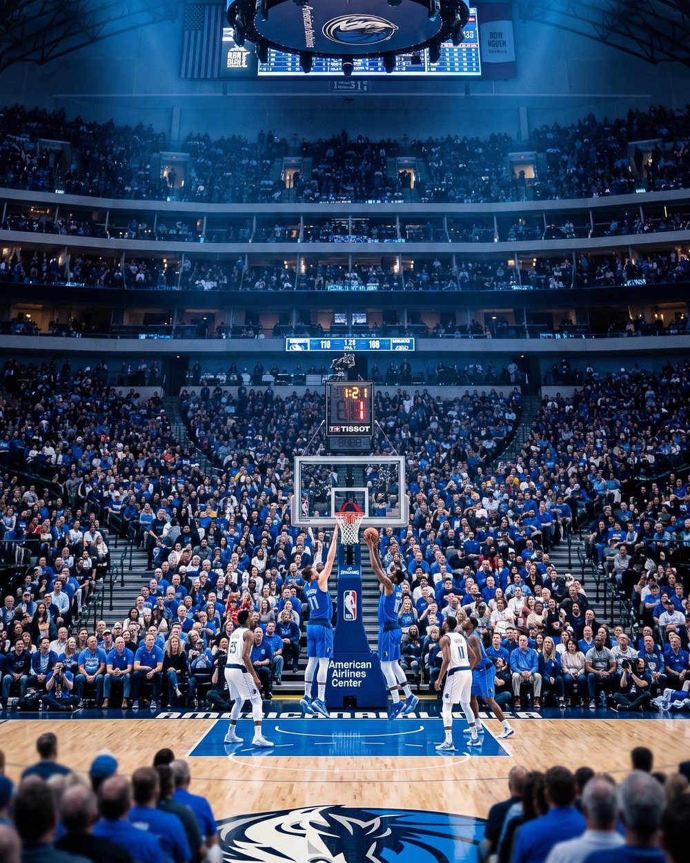 The American Airlines Center during an event, with a full crowd in the stands