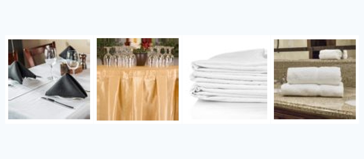 Tabletop linens, folded sheets and towels